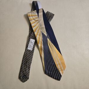 Vitaliano Pancaldi Striped Navy and Yellow Tie